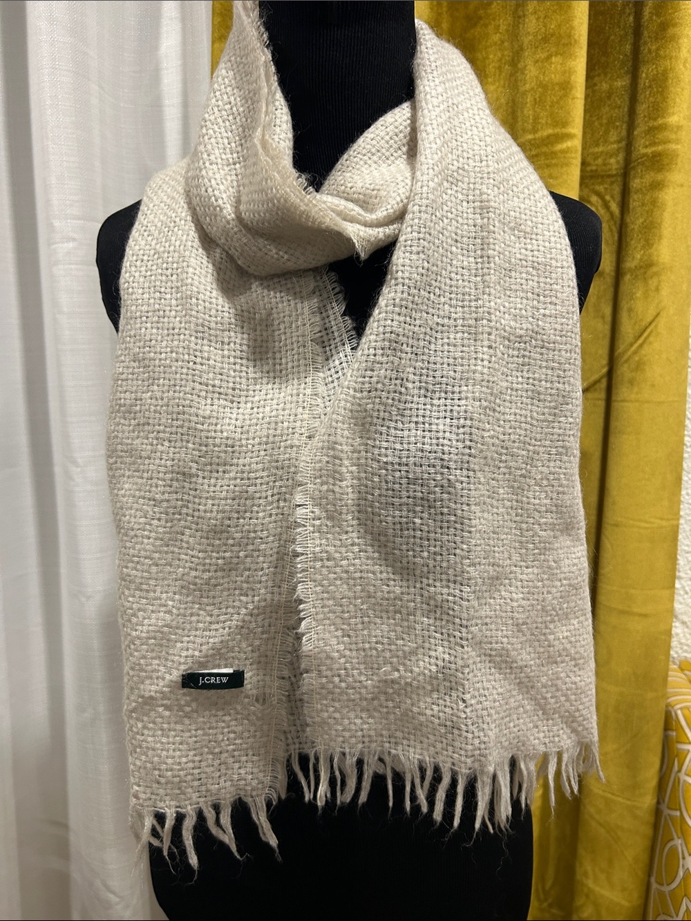 J. Crew Cream Fringe Woven Scarf